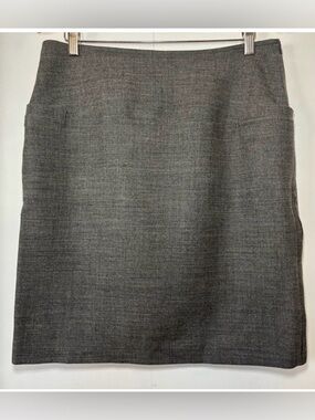 Lacoste Women's Wool Blend Pencil Skirt, Gray, Side Zip Slit Detail, Size 8